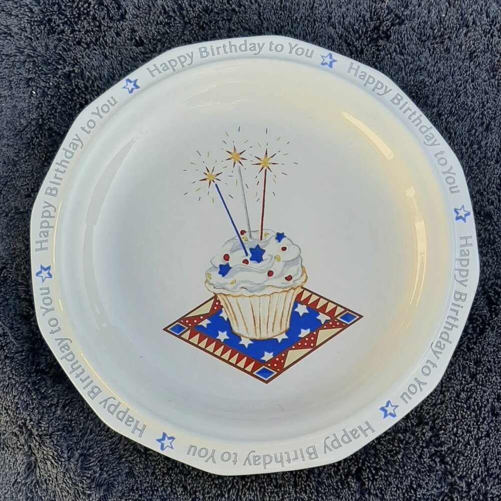 Pfaltzgraff Patriotic "Happy Birthday to You" - 8 inch Salad Dessert Plate